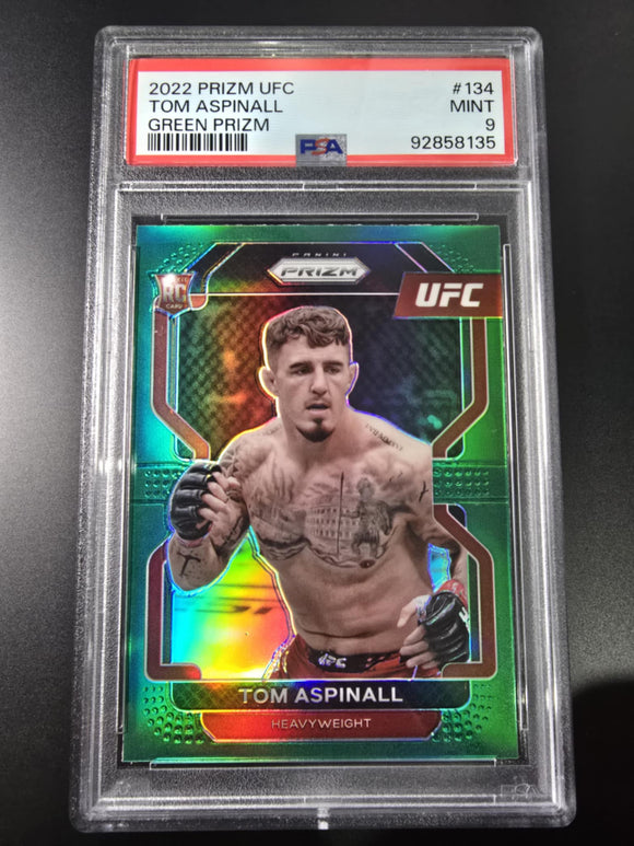 2022 UFC Panini Prizm - Tom Aspinall - Green Prizm - Rookie RC - PSA 10
