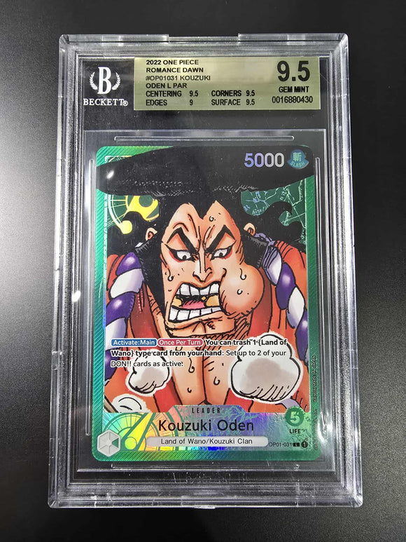 2022 One Piece Romance Dawn - Kouzuki Oden - OP01-031 - BGS 9.5 Cracker Collectibles 2022 One Piece Romance Dawn - Kouzuki Oden - OP01-031 - BGS 9.5 Cracker Collectibles