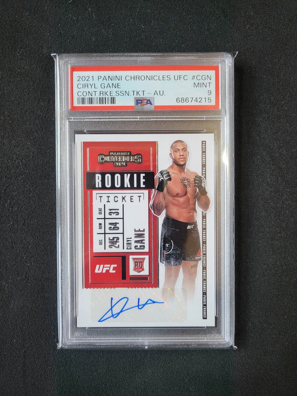 2021 UFC Panini Chronicles - Ciryl Gane - Contenders Rookie Season Ticket - Autograph - PSA 9
